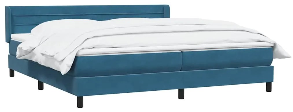 vidaXL Κρεβάτι Boxspring με Στρώμα Σκούρο Μπλε 180x210 εκ. Βελούδινο