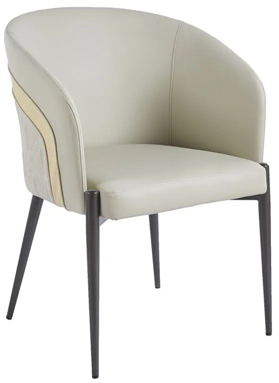 LENA Πολυθρόνα Μέταλλο Βαφή Μαύρο, Pu Μπεζ  60x60x80cm ΕΜ178,1