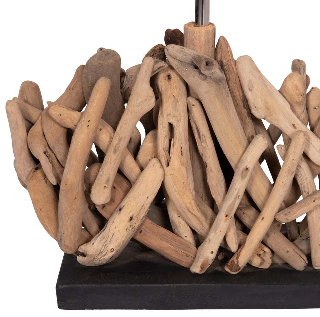 Επιτραπέζιο ορθογώνιο φωτιστικό Twiggy driftwood &amp; λευκό καπέλο 35x14x50Υ εκ.