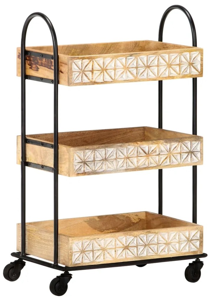 vidaXL Τρόλεϊ Κουζίνας με 3 Επίπεδα 46x30x76 εκ. Μασίφ Ξύλο Μάνγκο