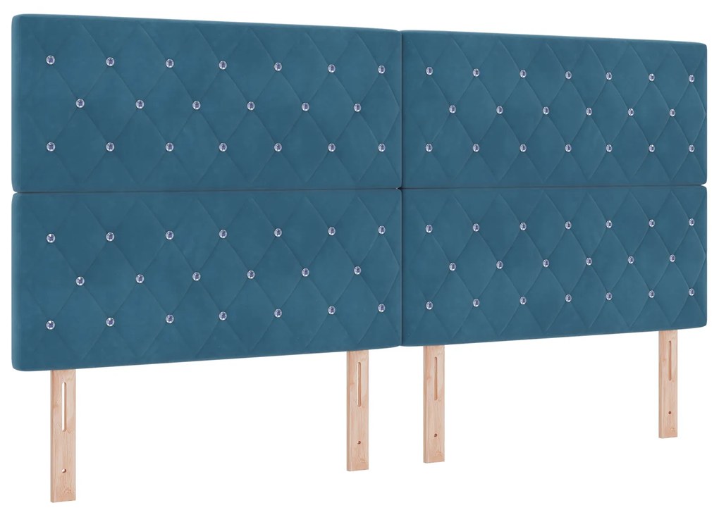 vidaXL Βελούδινο Κεφαλάρι Argyle Σκούρο Μπλε 200 cm Βελούδο