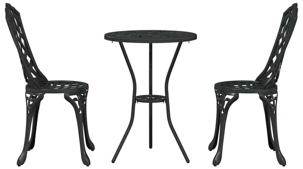 vidaXL Σετ Μπιστρό Κήπου 3 pcs Μαύρο Αλουμίνιο