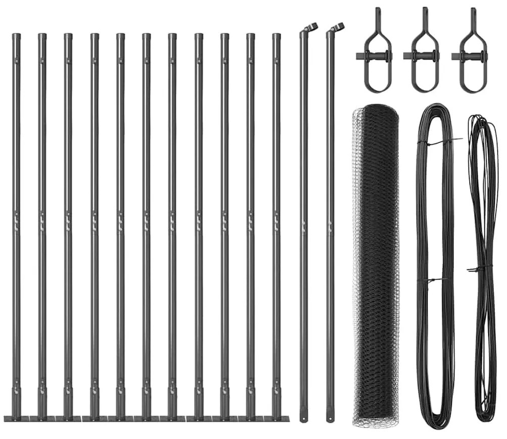 vidaXL Σετ Περιφράξεων Γκρι 25 x 1 μ (13 mm πλέγμα)