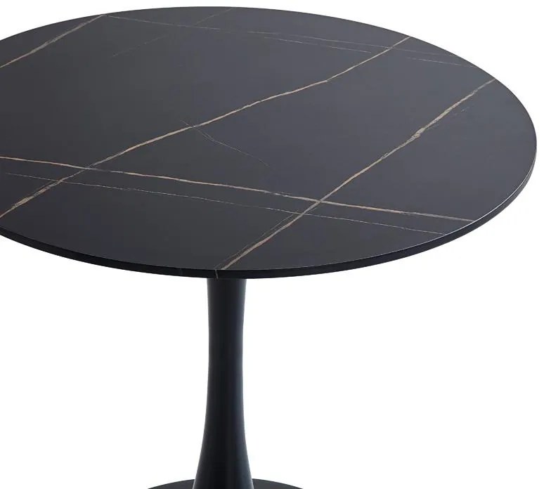 Τραπέζι Balou II MDF σε μαύρο μαρμάρου απόχρωση Φ80x75εκ 80x80x75 εκ.