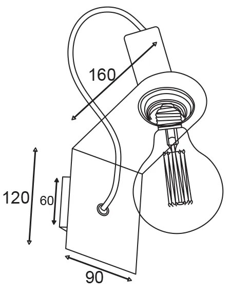 ΑΠΛΙΚΑ ΜΕΤΑΛΛΙΚΗ ΜΑΥΡΗ 1ΧE27 CORTEZ - KS2122B - KS2122B