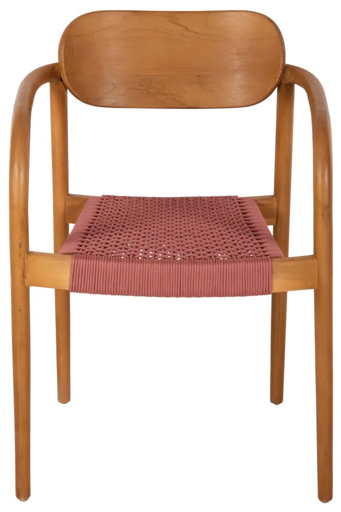 Πολυθρόνα OSLO Ξύλο Teak Φυσικό και Σχοινί Ρόζ 55x54x80Yεκ. 55x54x80 εκ.