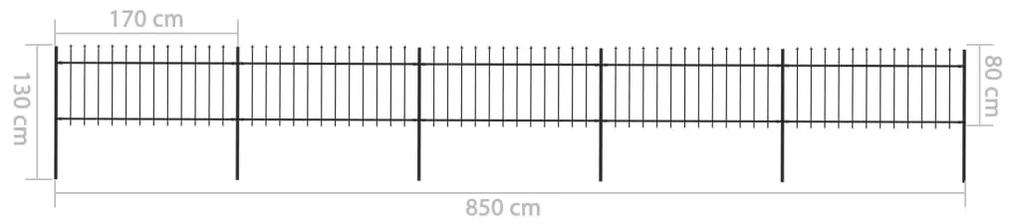 vidaXL Κάγκελα Περίφραξης με Λόγχες Μαύρα 8,5 x 0,8 μ. από Χάλυβα