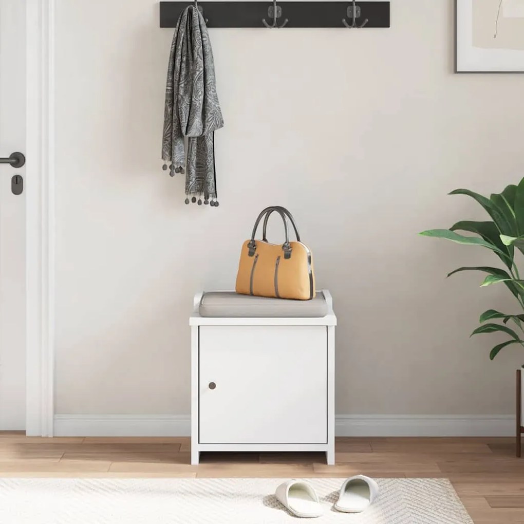vidaXL Πάγκος διαδρόμου &quot;SANDNES&quot; Λευκό 45x40x50 εκ. Πεύκο μασίφ ξύλο