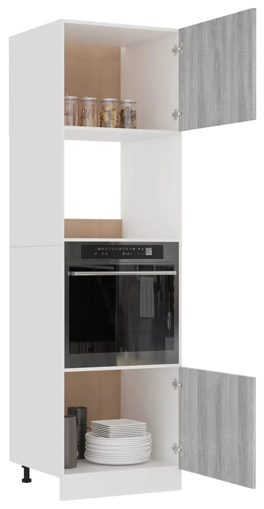 vidaXL Ντουλάπι Μικροκυμάτων "Lyon" Γκρι Sonoma 60x57x207 εκ. από Τεχνητό Ξύλο