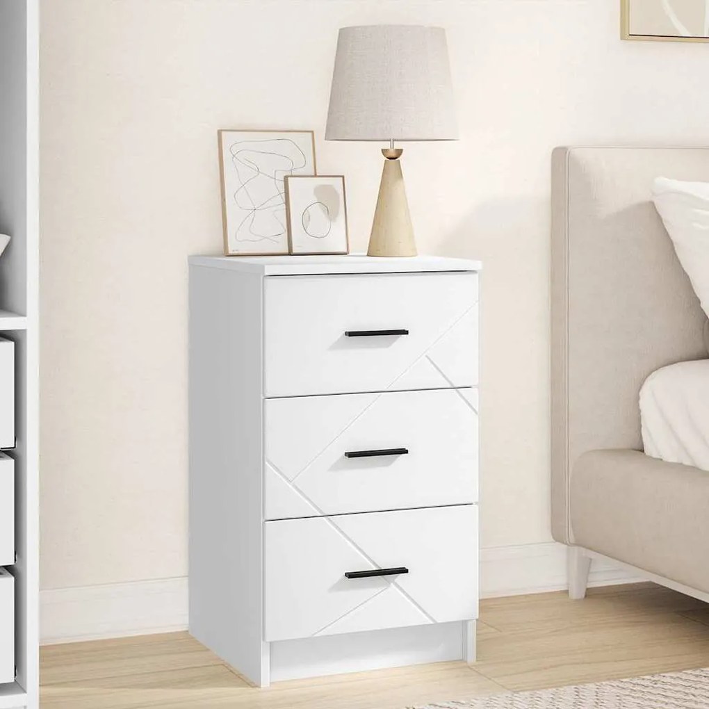 vidaXL Κομοδίνο με συρτάρι Λευκό 38 x 38 x 66 εκ Επεξεργασμένο ξύλο