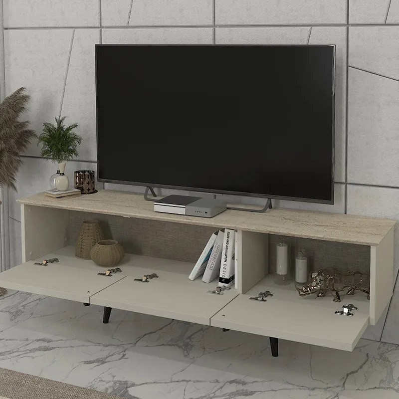 Έπιπλο τηλεόρασης Sevilla Megapap χρώμα sandstone - travertine 150x35x45,6εκ. - GP042-0301,1