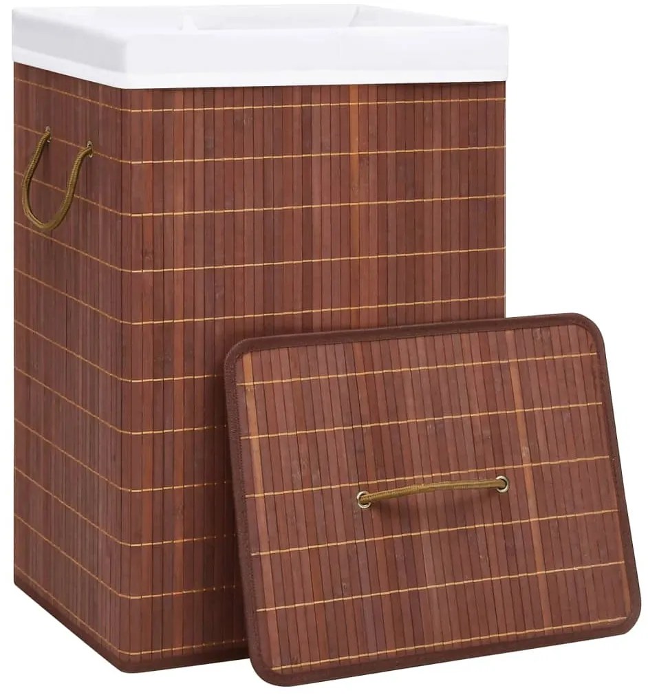 vidaXL Καλάθι Άπλυτων με 2 Τμήματα Καφέ 72 Λίτρα από Μπαμπού