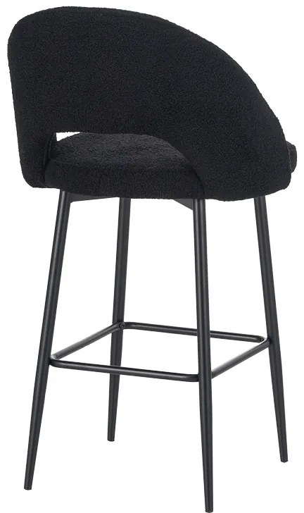 Σκαμπο μπαρ Masebo pakoworld μπουκλέ ύφασμα σε μαύρη απόχρωση με μαύρα μεταλλικά πόδια 48x52x97εκ