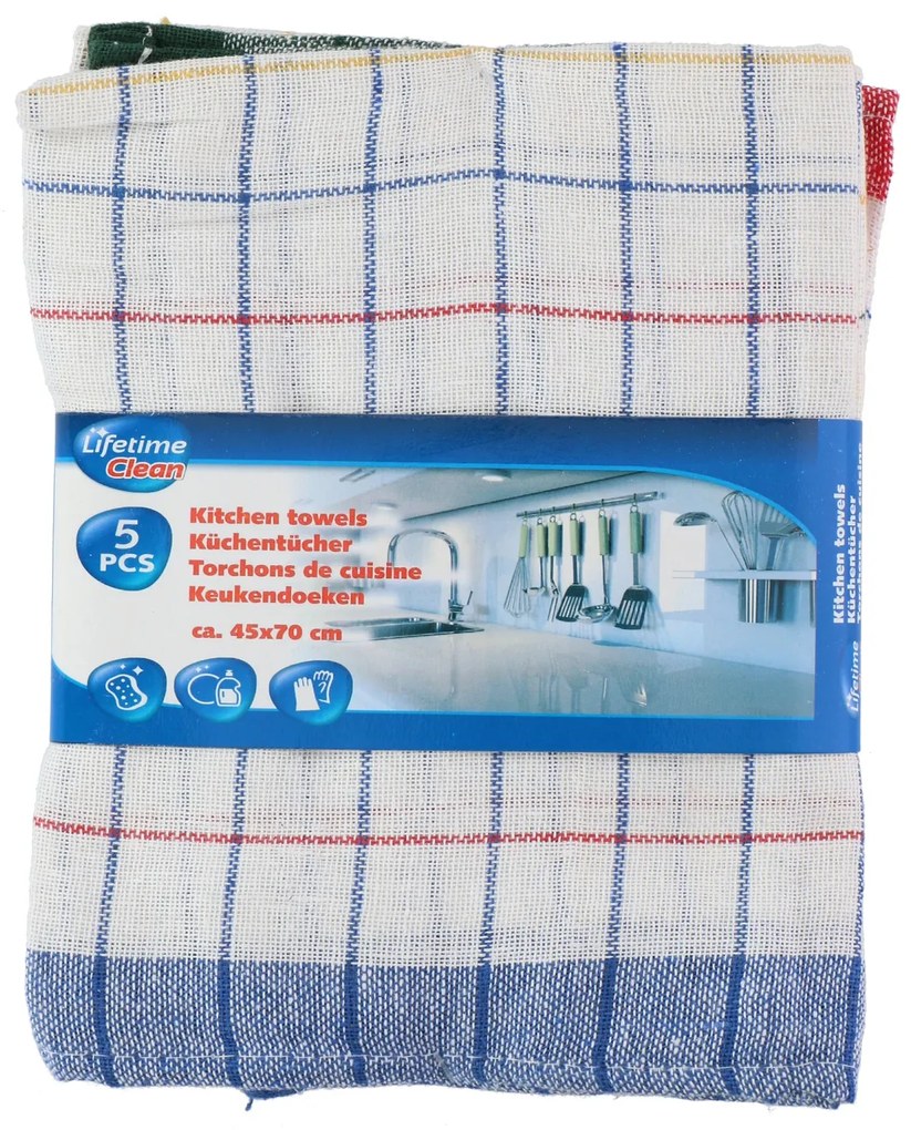 Πετσέτες Κουζίνας 45x70cm Πολύχρωμες 5Τμχ
