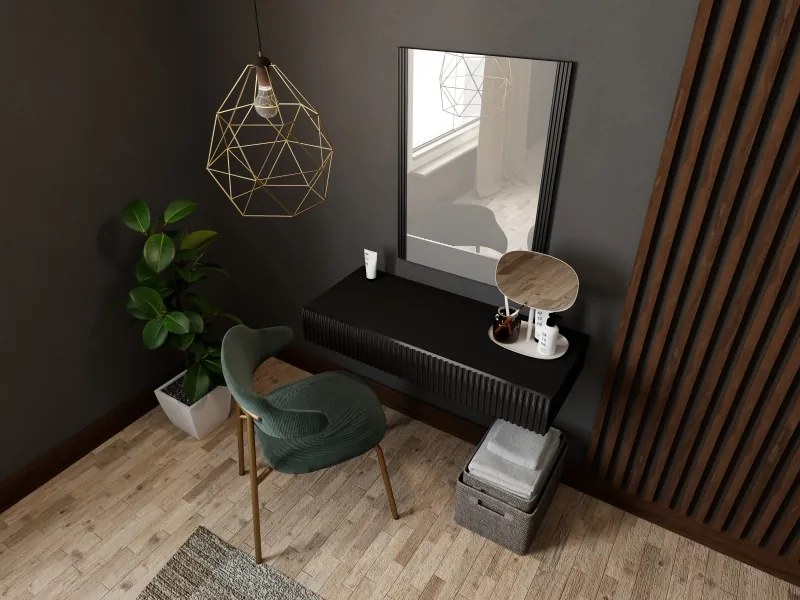 PAFOS vanity table ( hanging ) and mirror BLACK/BLACK DIOMMI CAMA-PAFOS-TOALETKA-CZ/CZ