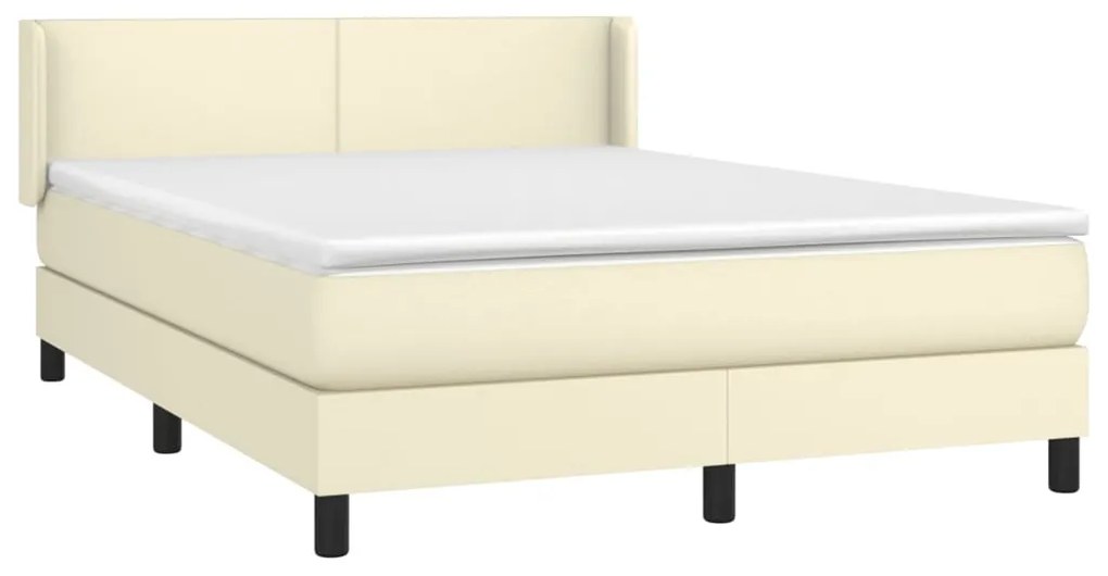 vidaXL Κρεβάτι Boxspring με Στρώμα Κρεμ 140x190εκ. από Συνθετικό Δέρμα