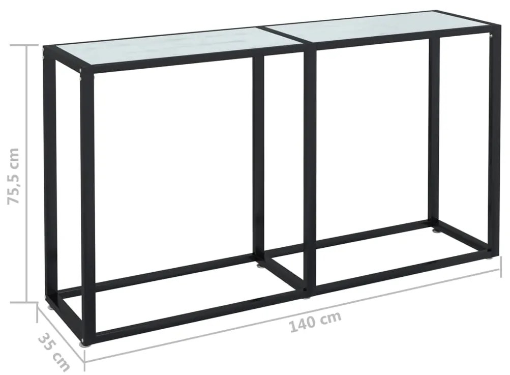 vidaXL Τραπέζι Κονσόλα Λευκό Όψη Μαρμάρου 140x35x75,5 εκ. Ψημένο Γυαλί
