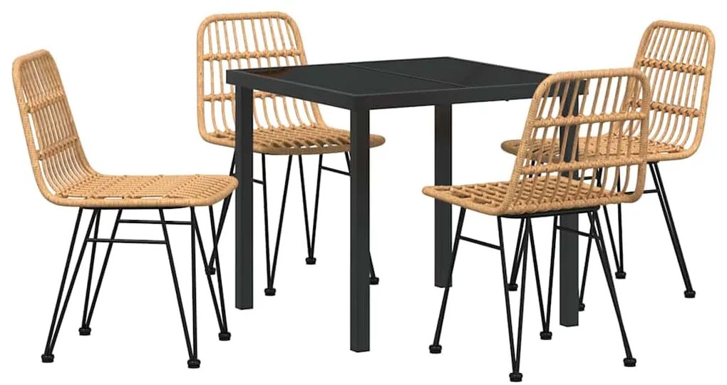 vidaXL Σέτ φαγητού για κήπο 5 pcs Καφέ Χάλυβας με επίστρωση πούδρας