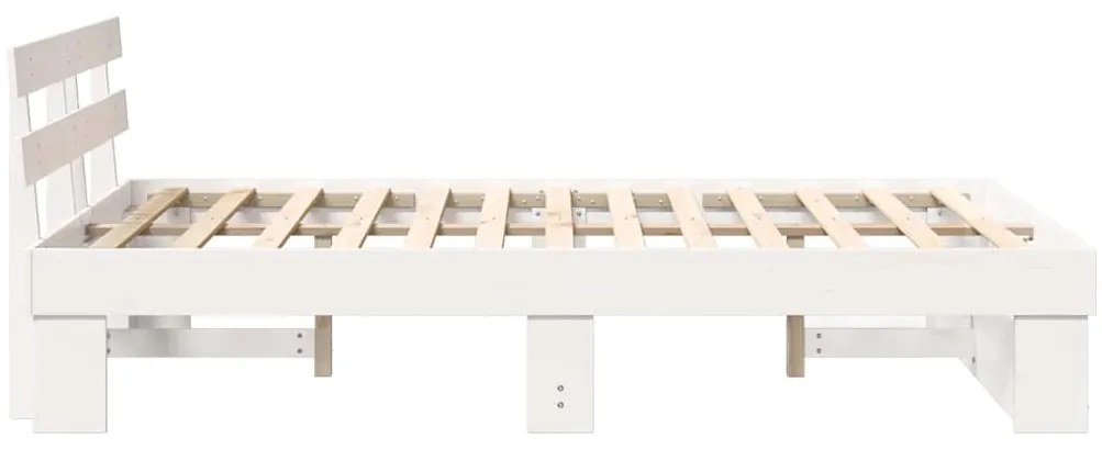 vidaXL Σκελετός Κρεβατιού Λευκό 135 x 190 cm Στερεά ξυλεία πεύκου