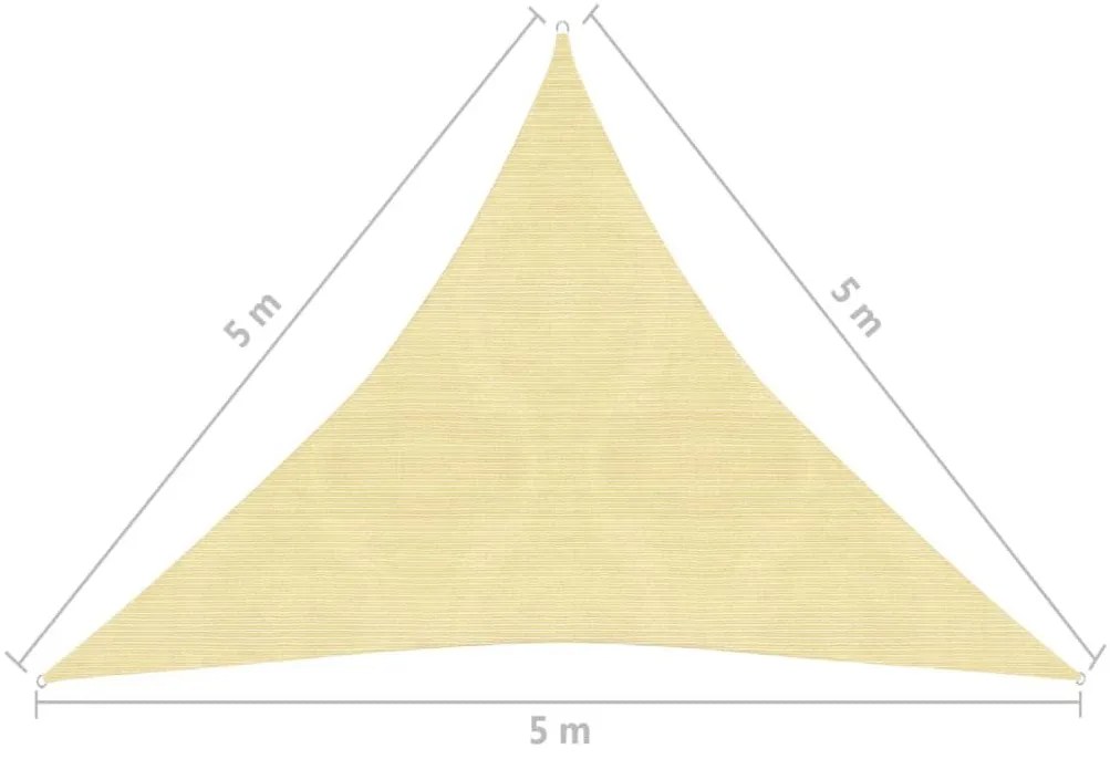 Πανί Σκίασης Τριγωνικό Μπεζ 5 x 5 x 5 μ. από HDPE - Μπεζ