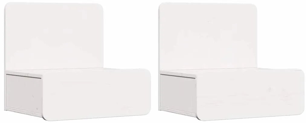 vidaXL Κομοδίνο 2 pcs Λευκό 44 x 32.5 x 40 εκ. Μασίφ ξύλο πεύκου