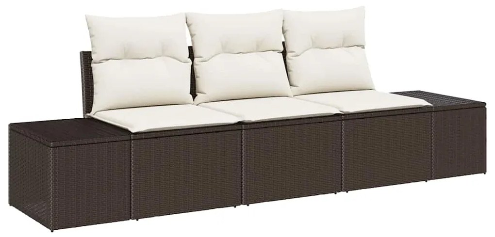 vidaXL Σετ Καναπέ Κήπου με μαξιλάρι με αποθήκευση 3 pcs Καφέ και Κρέμα