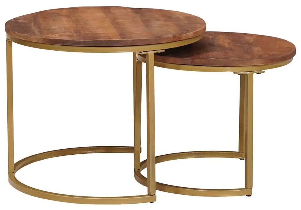 Τραπεζάκια Καφέ Στερεών 2 pcs Μασίφ ξύλο μάνγκο και χάλυβας