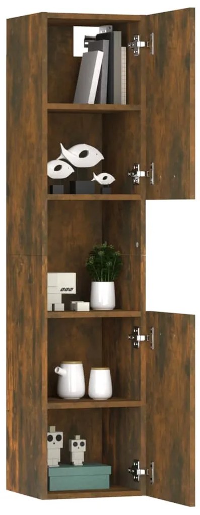 vidaXL Ντουλάπι Μπάνιου Καπνιστή Δρυς 30x30x130 εκ. Επεξεργασμένο Ξύλο