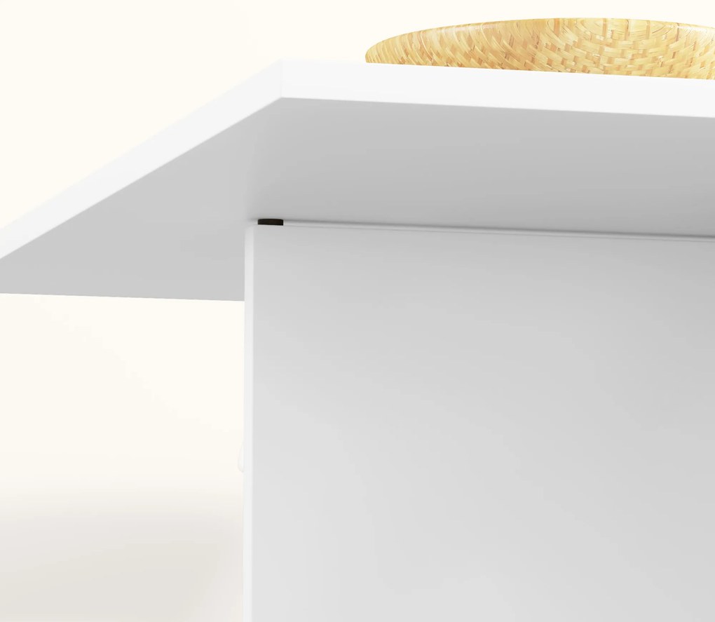 HOMCOM Πτυσσόμενο τραπέζι τραπεζαρίας για 2-4 άτομα, πτυσσόμενο τραπέζι κουζίνας με αποθηκευτικό χώρο, επεκτεινόμενο τραπέζι με ροδάκια, Λευκό