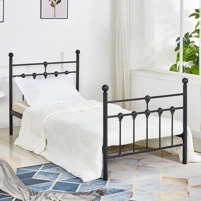 Μεταλλικό Κρεβάτι JACINDA Μονό Μαύρο 90x190 εκ. 95x200x105 εκ.