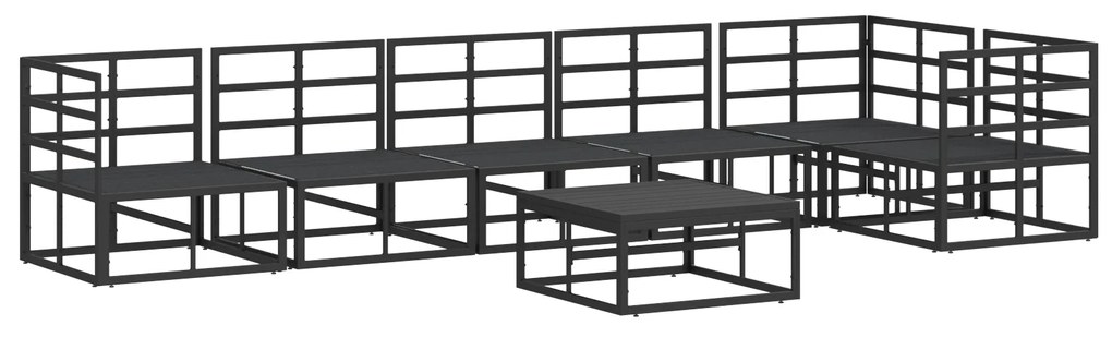 vidaXL Σετ Καναπέ Κήπου με μαξιλάρι 7 pcs Μαύρο Αλουμίνιο