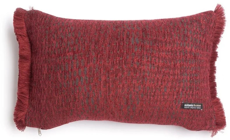 Μαξιλαροθήκη Διακοσμητική Ismaros Trimming Bordo-Grey Aslanis Home 30X50 Βαμβάκι-Chenille