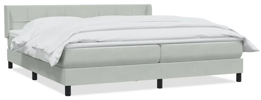 Κρεβάτι Boxspring με Στρώμα Ανοιχτό Γκρι 180x210 εκ. Βελούδινο - Γκρι