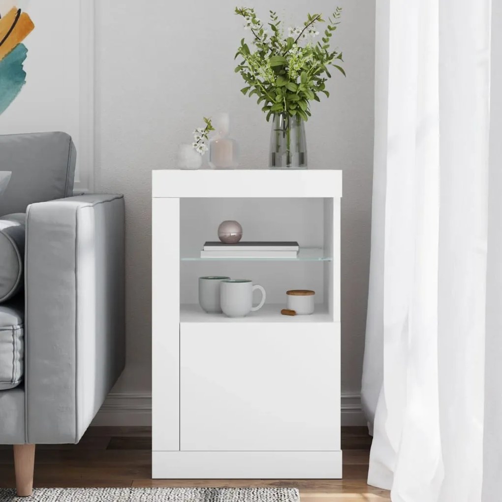 vidaXL Nτουλάπι Βοηθητικό με Φώτα LED Λευκό από Επεξεργασμένο ξύλο