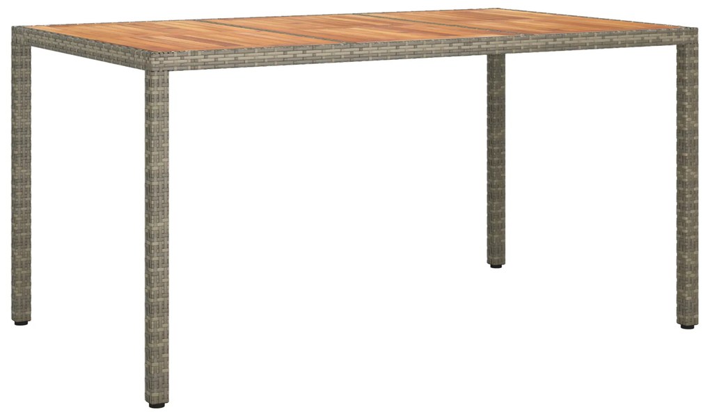 vidaXL Τραπέζι Φαγητού Κήπου Γκρι 150x90x75 εκ. Πολυ Ράτανας