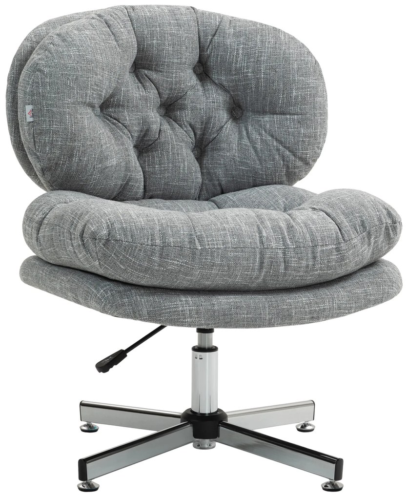 HOMCOM Καρέκλα γραφείου χωρίς μπράτσα, άνετη καρέκλα γραφείου με μαλακό κάθισμα και ρυθμιζόμενο ύψος, Γκρι