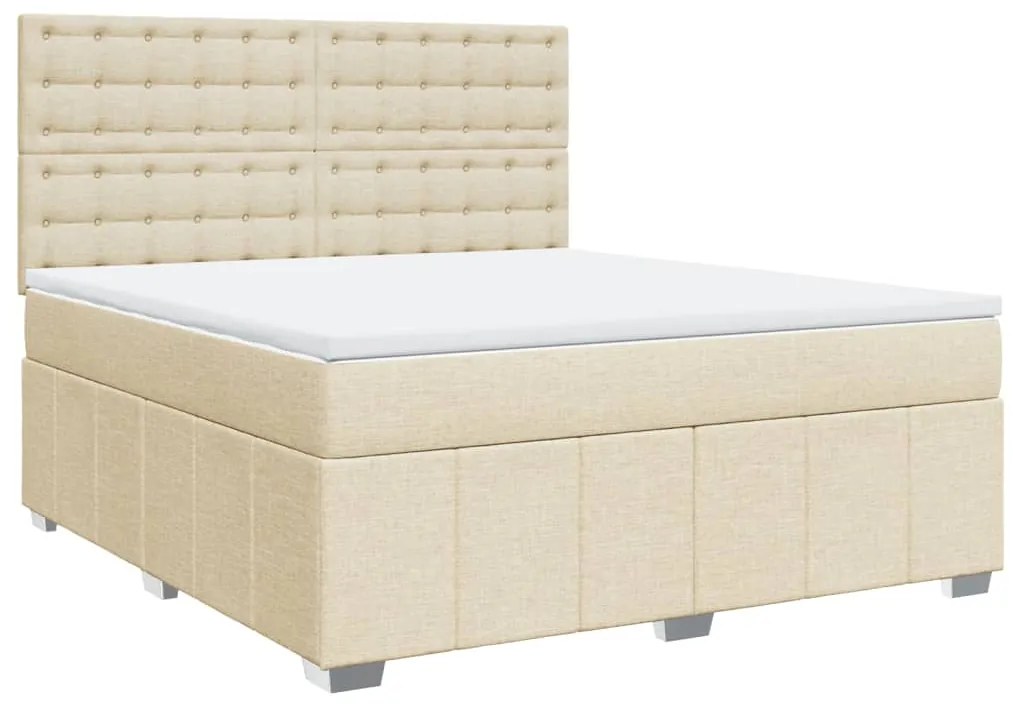 vidaXL Κρεβάτι Boxspring με Στρώμα Κρεμ 180x200 εκ. Υφασμάτινο