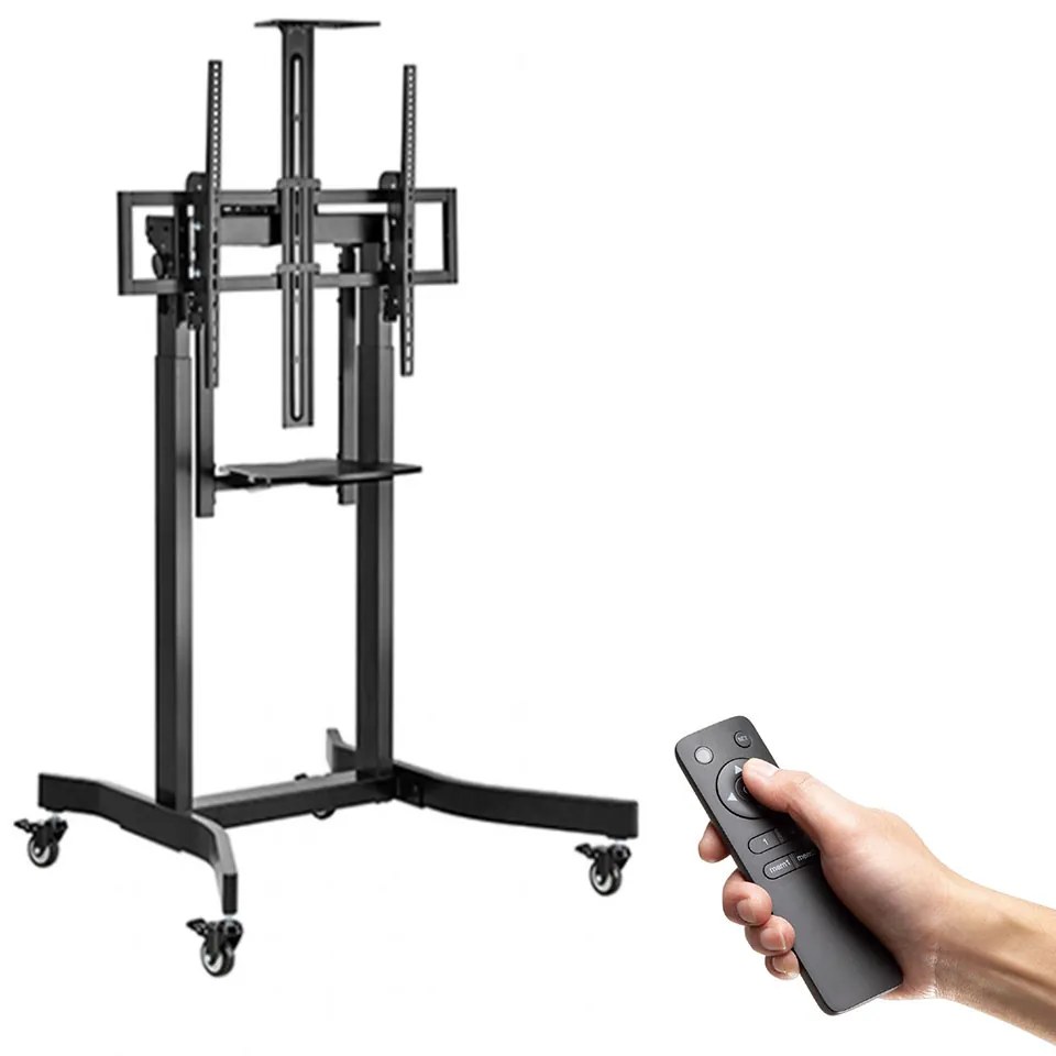 GEMBIRD MOTORIZED HEIGHT ADJUSTABLE TV FLOOR STAND WITH CASTER WHEELS AND REMOTE CONTROL 55'-100'