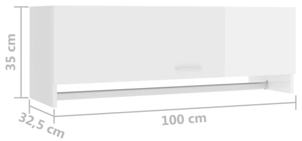 Ντουλάπα Γυαλιστερό Λευκό 100 x 32,5 x 35 εκ. από Επεξ. Ξύλο - Λευκό