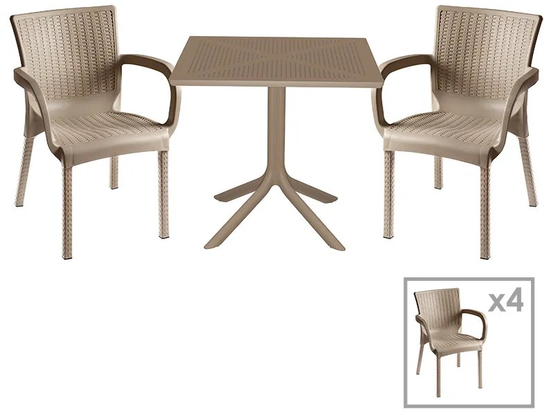 Intrahome Τραπεζαρία Icon-Festive Intrahome σετ 5τεμ PP σε cappuccino απόχρωση | SKU: INTRAPA-364111212