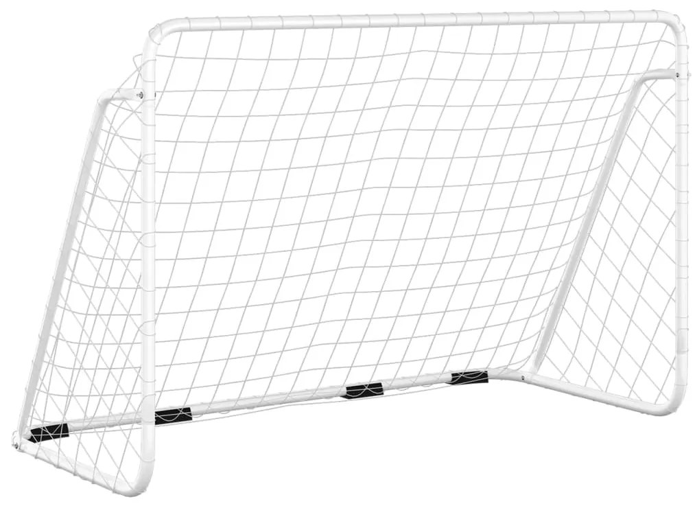 vidaXL Τέρμα Ποδοσφαίρου με Δίχτυ Λευκό 180 x 90 x 120 εκ. Ατσάλινο