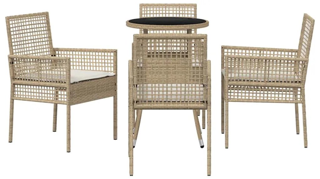 vidaXL Σέτ φαγητού για κήπο 5 pcs Μπεζ συνθετικό ρατάν