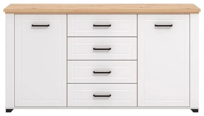 Κομότα - Μπουφές Valencia 3K4F Λευκό - Artisan Oak 161x41x85,5 εκ. 161x41x85.5 εκ.