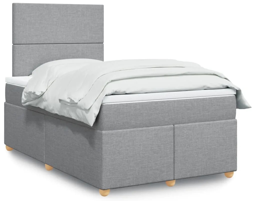 vidaXL Κρεβάτι Boxspring με Στρώμα Ανοιχτό Γκρι 120x200 εκ. Υφασμάτινο