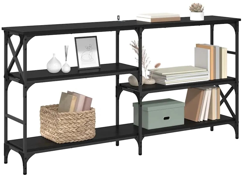 vidaXL Τραπέζι κονσόλας με ράφι Μαύρη Οξυά 150 x 29 x 76,5 εκ