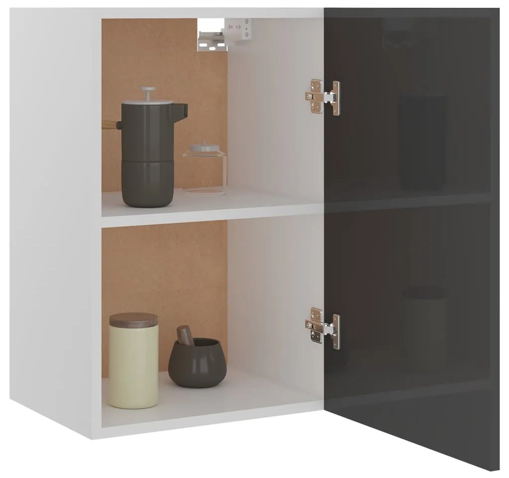 vidaXL Ντουλάπι Κρεμαστό Γυαλιστερό Γκρι 39,5x31x60 εκ. Μοριοσανίδα