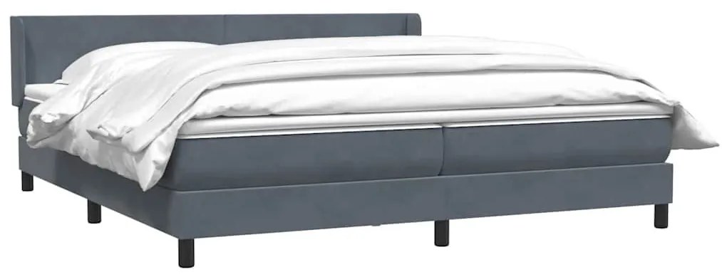 Κρεβάτι Boxspring με Στρώμα Σκούρο Γκρι 200x210 εκ. Βελούδινο - Γκρι