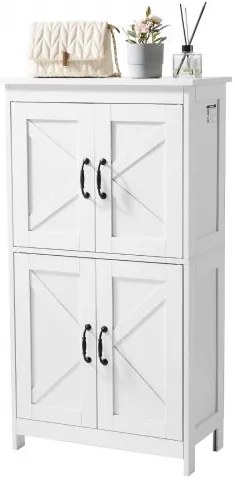 VEVOR Wooden Bathroom Floor Cabinet Storage Organizer Adjustable Shelf White