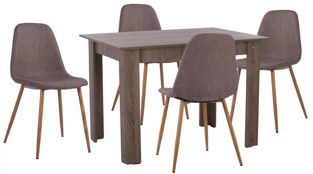 Σετ τραπεζαρίας C11617.03 5 τμχ σε Sonoma oak και Καφέ ύφασμα
