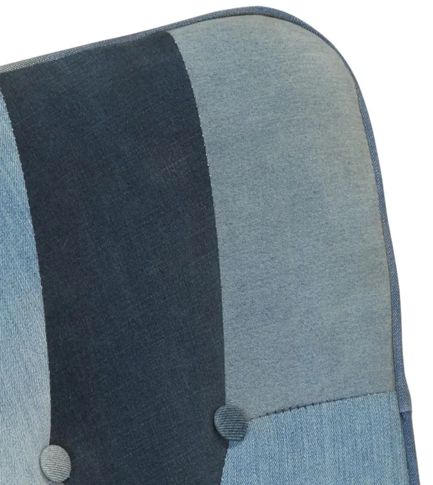 vidaXL Πολυθρόνα Κουνιστή Μπλε Denim Patchwork Καραβόπανο